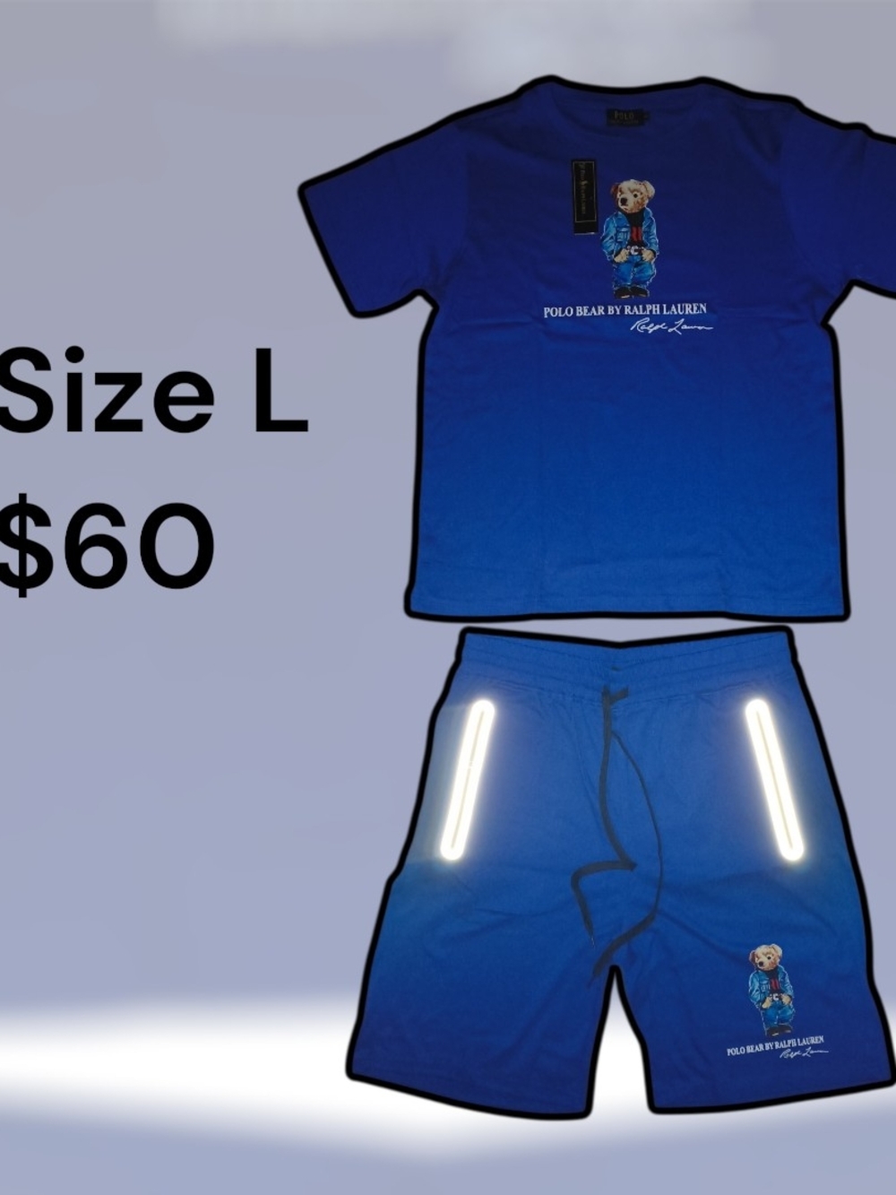Ralph Lauren Blue Polo Bear Tee and Shorts Set